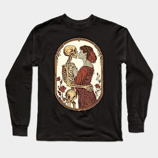 Skeleton Love Vintage Tarot Card Long Sleeve T-Shirt